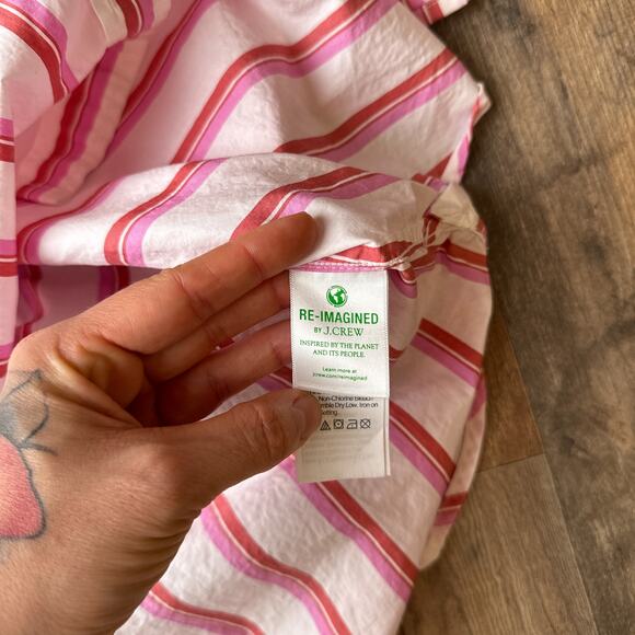 J Crew Button Down Shirt Women's Size 2XS Pink Striped Preppy Relaxed Fit 5628 - Picture 4 of 13